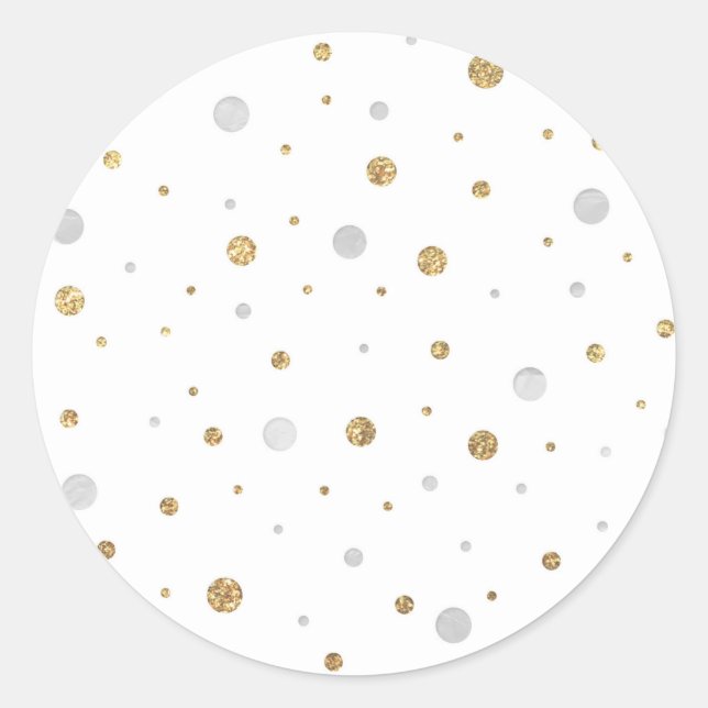 Gold Glitzer Silberfolie Bedruckt Confetti Runder Aufkleber (Vorderseite)