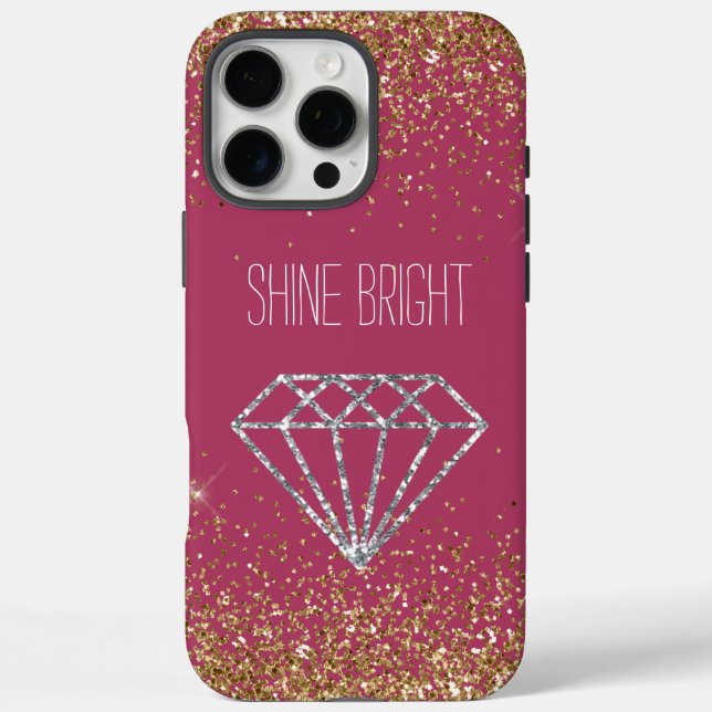 Gold Glitzer Silver Diamond Shine Bright iPhone 16 Pro Max Hülle (Rückseite)