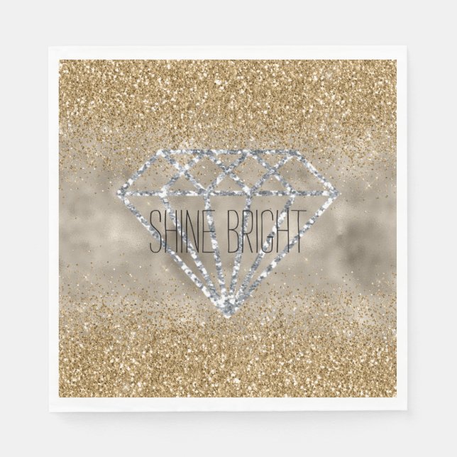 Gold Glitzer Silver Diamond Shine Bright Serviette (Vorderseite)