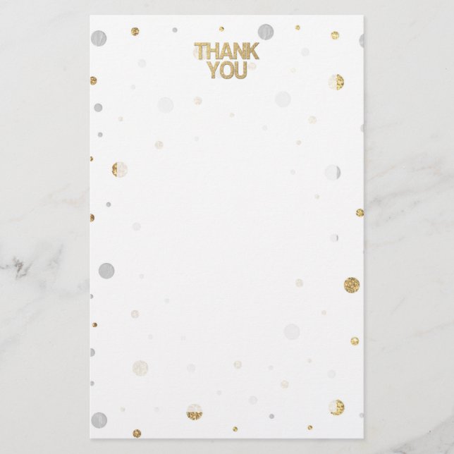 Gold Glitzer Silver Foil Print Confetti Vielen Dan Briefpapier (Vorderseite)