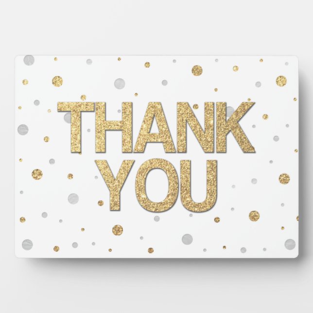 Gold Glitzer Silver Foil Print Confetti Vielen Dan Fotoplatte (Vorderseite)