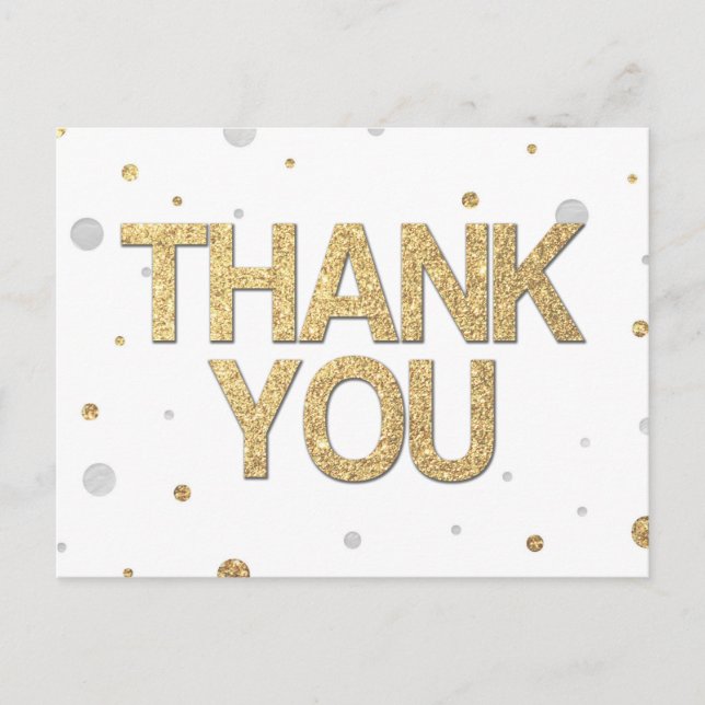 Gold Glitzer Silver Foil Print Confetti Vielen Dan Postkarte (Vorderseite)