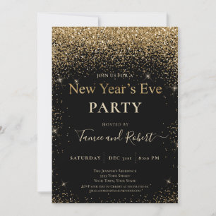 Gold Glitzer Silvester Party Einladung