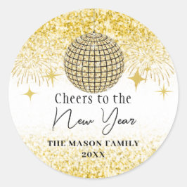 Gold Glitzer Silvester Party Runder Aufkleber