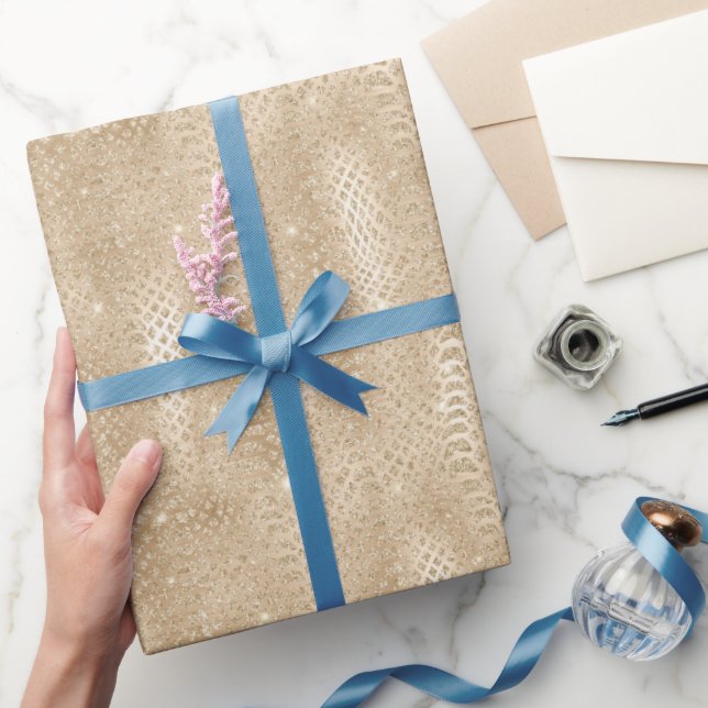 Gold Glitzer Snake Skin Wrapping Paper Geschenkpapier (Schenken)
