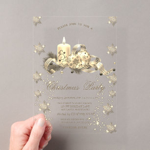Gold Glitzer Snowflakes Candle Balls Weihnachten Acryleinladungen