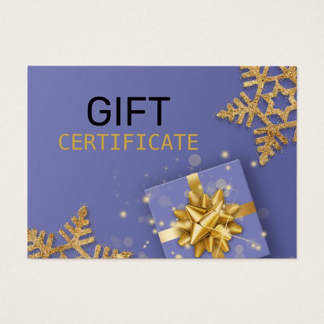 Gold Glitzer Snowflakes Geschenk Bow Blue Geschenk (Vorderseite)