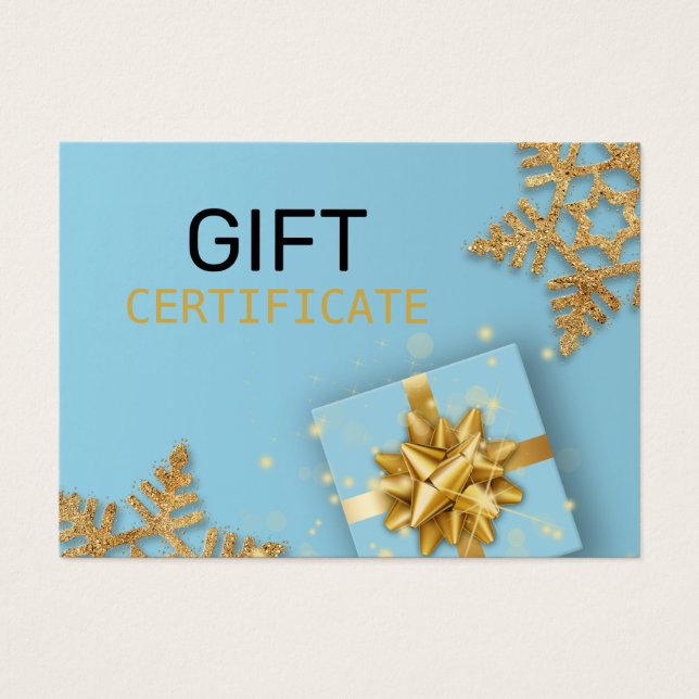 Gold Glitzer Snowflakes Geschenkboxen Blue Giftkar (Vorderseite)