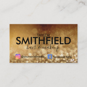 Gold Glitzer Social Media Hair & Makeup Trendy Visitenkarte