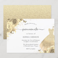 Gold Glitzer Sparkle Dress Floral Quinceanera 15.