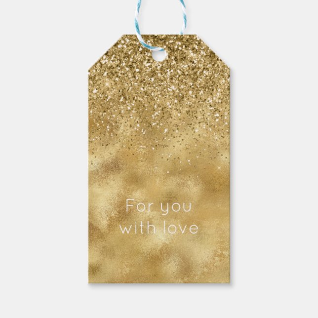 Gold Glitzer Sparkle Geschenkanhänger (Vorderseite)