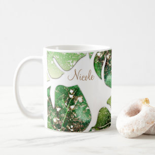 Gold Glitzer Sparkle Glam Tropical Blätter Sommer Kaffeetasse
