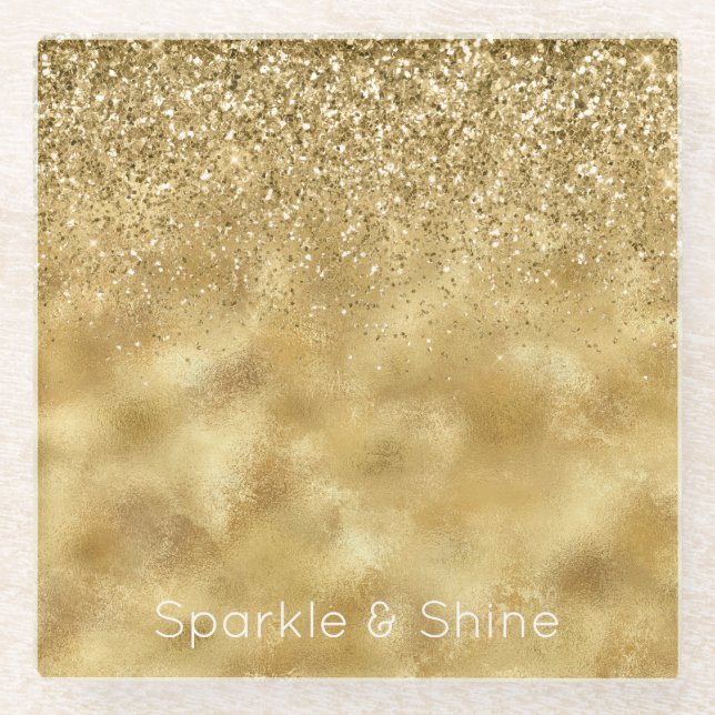 Gold Glitzer Sparkle   Glasuntersetzer (Vorderseite)