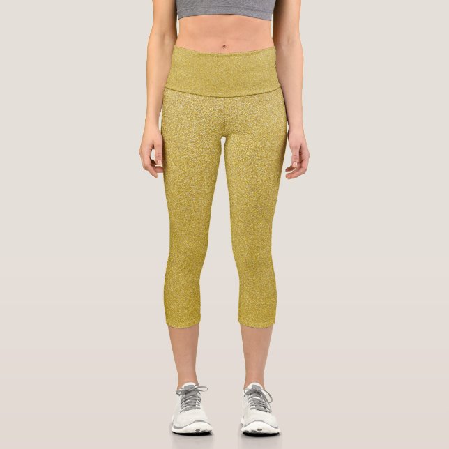 Gold Glitzer, Sparkle, Glitzer Hintergrund Capri Leggings (Vorderseite)