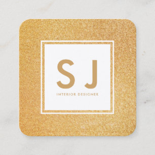 Gold Glitzer Sparkle Moderner Innenarchitekt Quadratische Visitenkarte