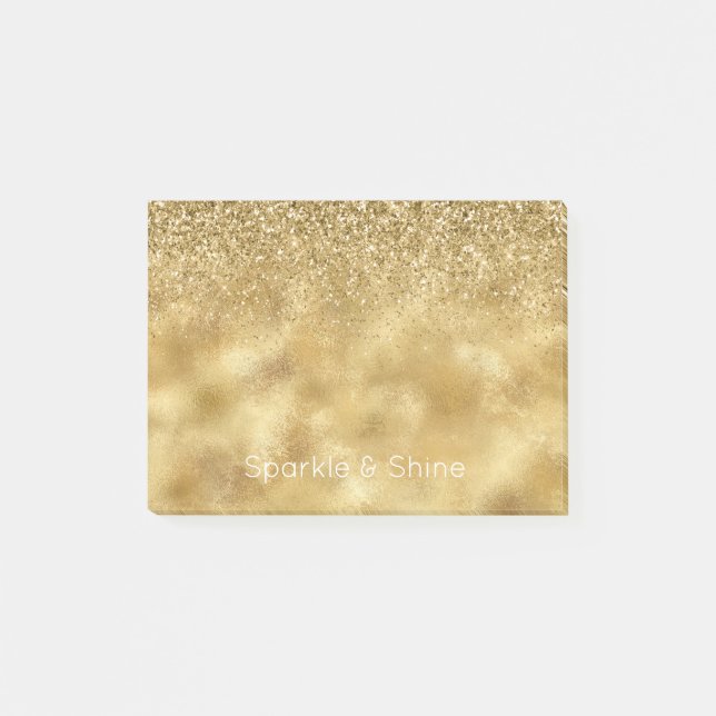 Gold Glitzer Sparkle   Post-it Klebezettel (Vorderseite)