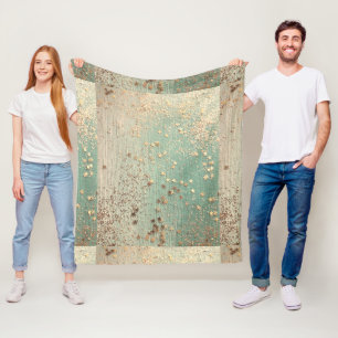 Gold Glitzer Stardust auf Sea Green Whimsical Fleecedecke