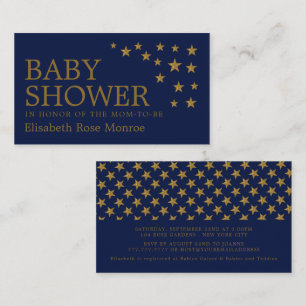 Gold Glitzer Stars, Baby Shower Ticket Einladung