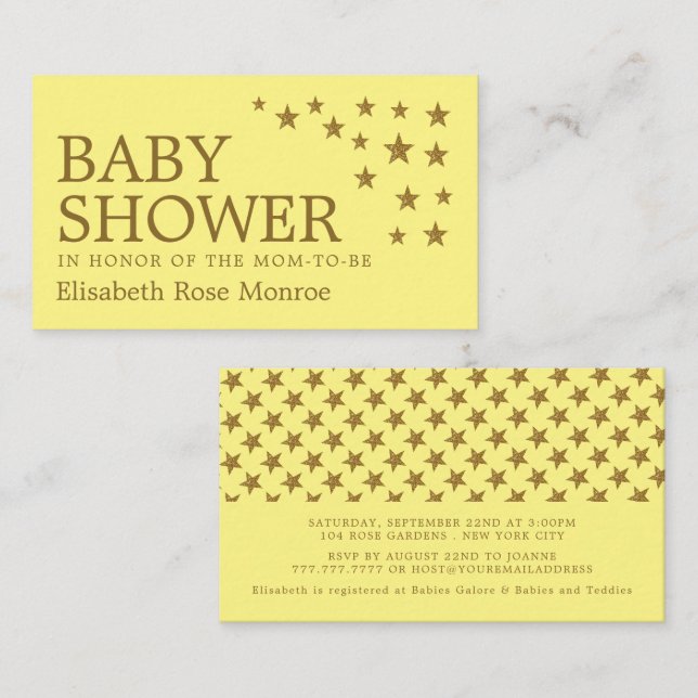 Gold Glitzer Stars, Baby Shower Ticket Einladung (Vorne/Hinten)