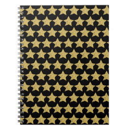 Gold Glitzer Stars Black Notizblock
