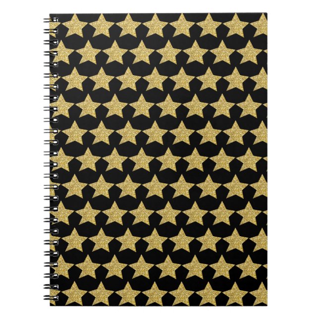 Gold Glitzer Stars Black Notizblock (Vorderseite)
