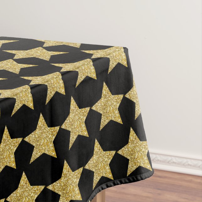 Gold Glitzer Stars Black Tischdecke (Beispiel)
