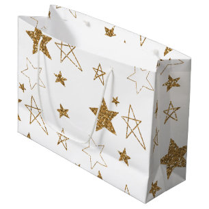 Gold Glitzer Stars Große Geschenktüte