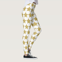 Gold Glitzer Stars Leggings