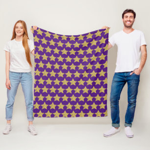 Gold Glitzer Stars Lila Fleecedecke