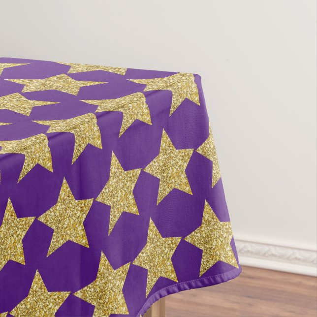 Gold Glitzer Stars Lila Tischdecke (Beispiel)