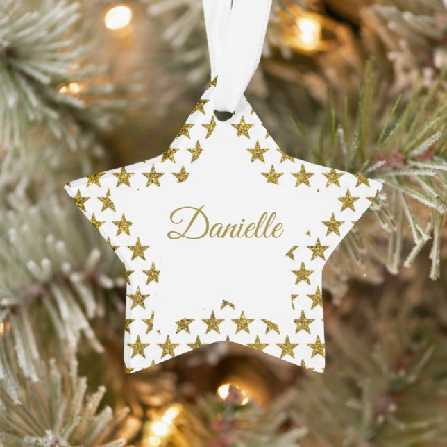 Gold Glitzer Stars personalisierte Ornamente (Baum)