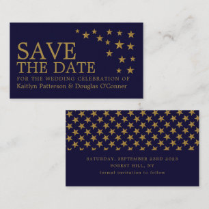 Gold-Glitzer-Stars, Save the Date Visitenkarte