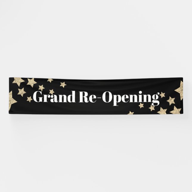 Gold Glitzer Stars Sparkle Große Wiedereröffnung S Banner (Horizontal)