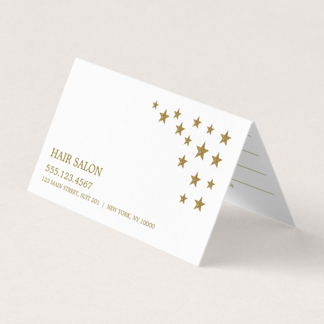 Gold Glitzer Stars Terminkarte Visitenkarten (Vorderseite)