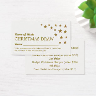 Gold Glitzer Stars, Weihnachts Party Raffles Ticke