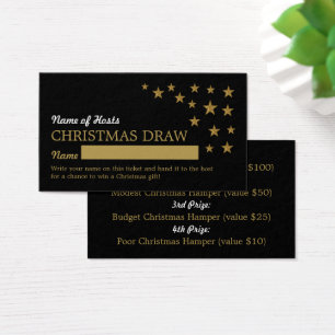 Gold Glitzer Stars, Weihnachts Party Raffles Ticke