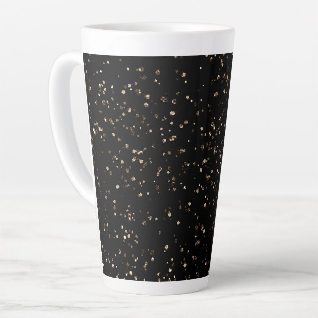 Gold Glitzer Staub auf schwarz Milchtasse (Linke Ecke)