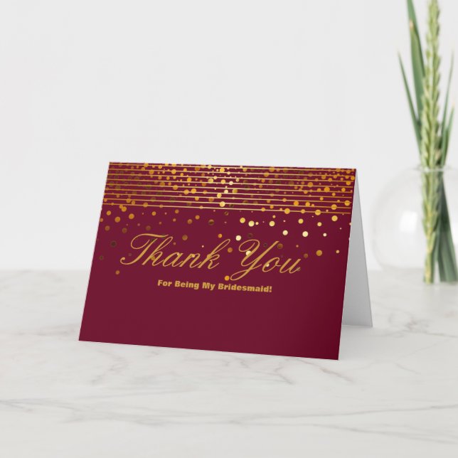 Gold Glitzer Streifen für meine Bridesmaid Danke (Vorderseite)