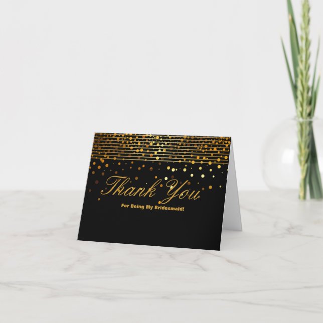 Gold Glitzer Streifen für meine Bridesmaid Danke (Vorderseite)
