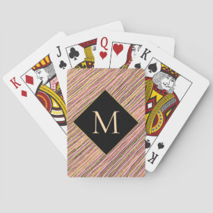 Gold Glitzer Streifen Modernes Monogramm Spielkarten