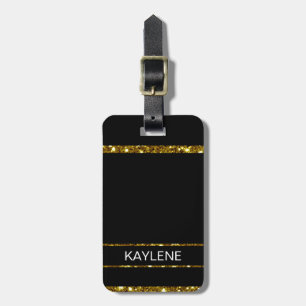 Gold Glitzer Strip und Black Luggage Tag Gepäckanhänger