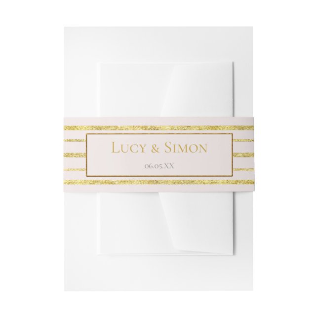 Gold Glitzer Stripes Stationery Bauchband Einladungsbanderole (Vorderseite Beispiel)
