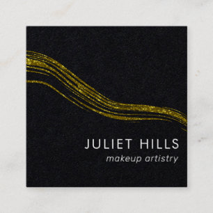 Gold Glitzer Swish und Black Square Business Card Quadratische Visitenkarte