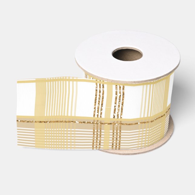 Gold-Glitzer-Tartan  Ripsband (Spule)