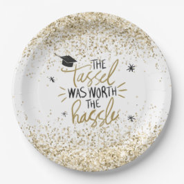 Gold Glitzer Tassel Worth The Hassle Abschluss Pappteller