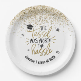 Gold Glitzer Tassel Worth The Hassle Abschluss Pappteller