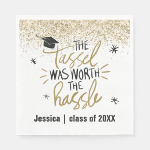 Gold Glitzer Tassel Worth The Hassle Abschluss Serviette