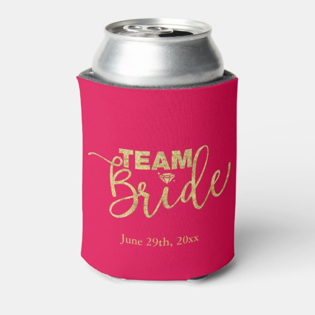 Gold Glitzer Team Bride Bachelorette Favoriten Dosenkühler (Kanne Rückseite)