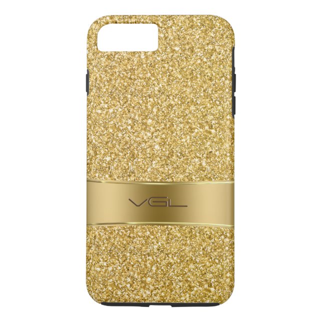 Gold Glitzer Textur Mit Monogramm Case-Mate iPhone Hülle (Rückseite)