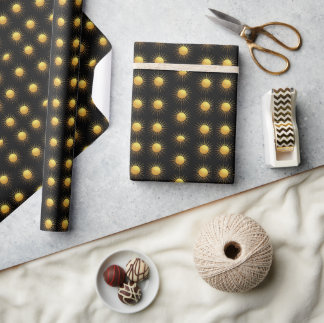 Gold Glitzer Textur Sun auf schwarz Geschenkpapier